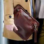 Leather iPad Bag for men with wrist strap 