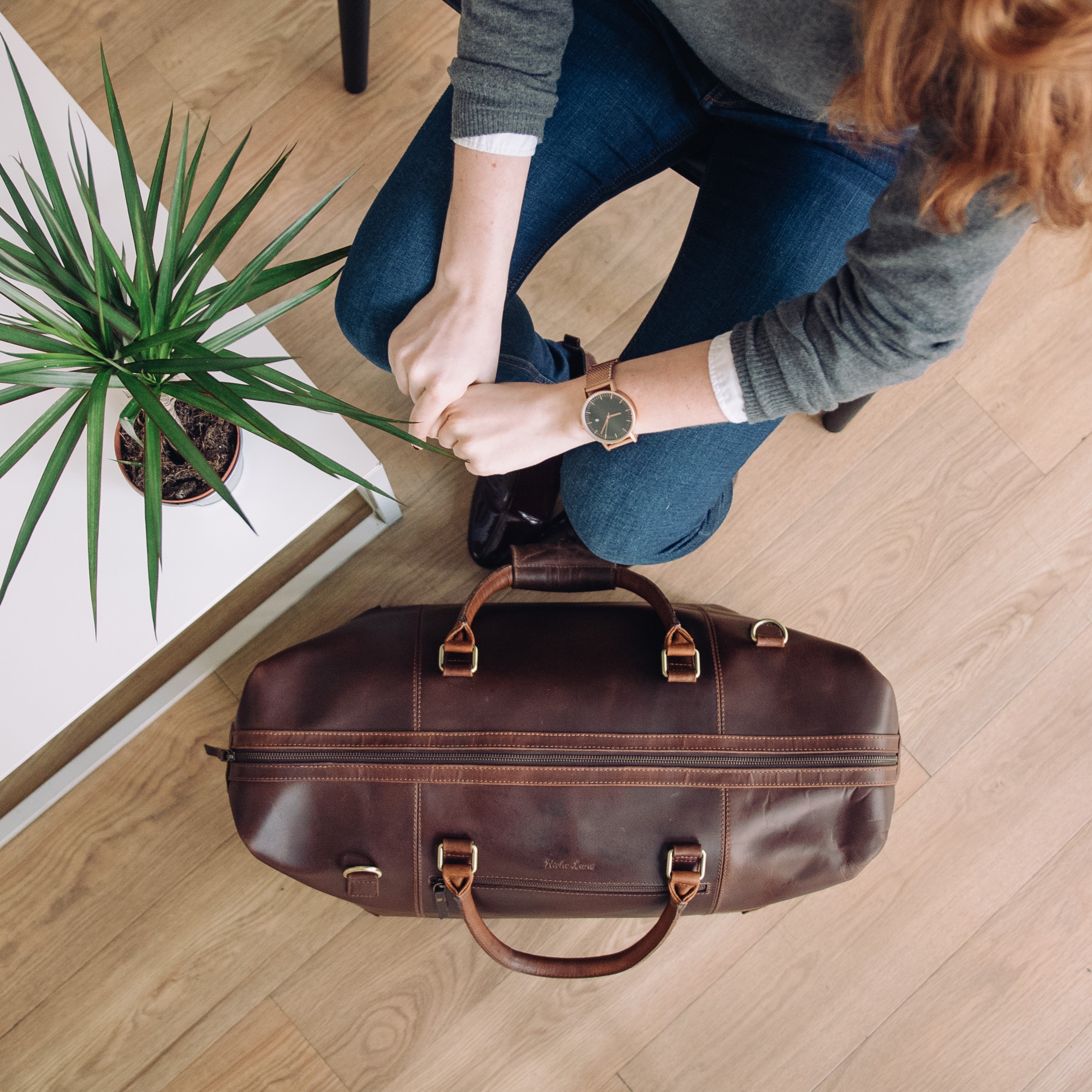 women's leather travel weekend bag 