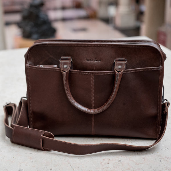 Briefcases for Man Laptop Bag Genuine Leather Handbag Designer Folder for A4 Documents Travel Suitcase Executive Tote Business, Men's, Size: 14, Black