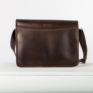 Buffalo Leather Messenger Bag back pocket 