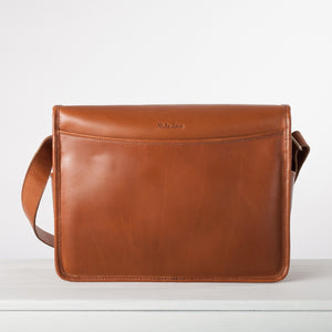 Leather Messenger Bag in Tan 