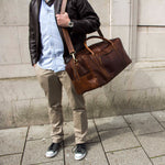 Leather Holdall weekender bag for men
