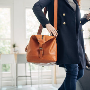 women's leather travel holdall 
